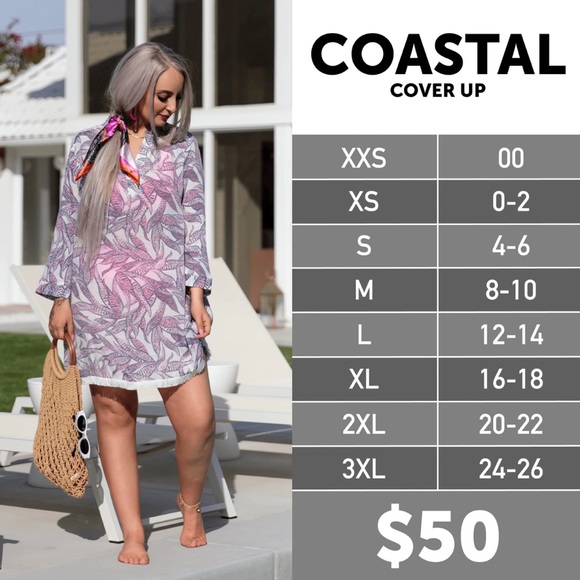 LuLaRoe Coastal Cover Up Women's 3X Pink Magenta Beach Pockets Fringe V Neck - Picture 12 of 12